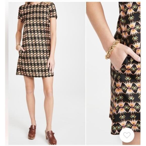 LA DOUBLEJ Sz S Small Mini Swing Dress Silk Short Sleeve Bacetto - Picture 11 of 12